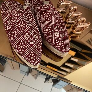 Moroccan Babouvhe-Women's Burgundy Patterned Loafers